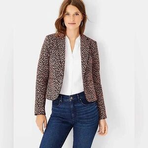 NWT Ann Taylor The Newbury Leopard Print Blazer Size 0P Dark Academia